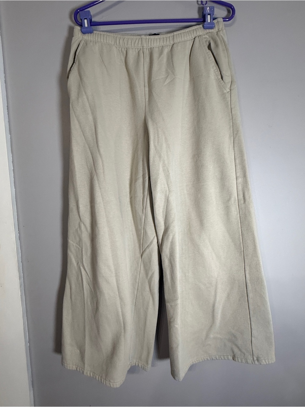 GAP Women’s Wide-Leg Track Pants in Light Beige